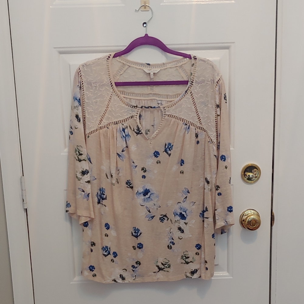 Lucky Brand 3/4 flowy sleeve top women's 2X